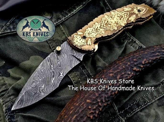 Custom Handmade Damascus Steel Folding Pocket Knife