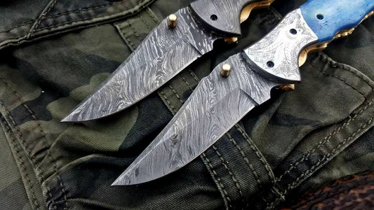 Custom Handmade Damascus Steel Folding Pocket Knives ( Deal )