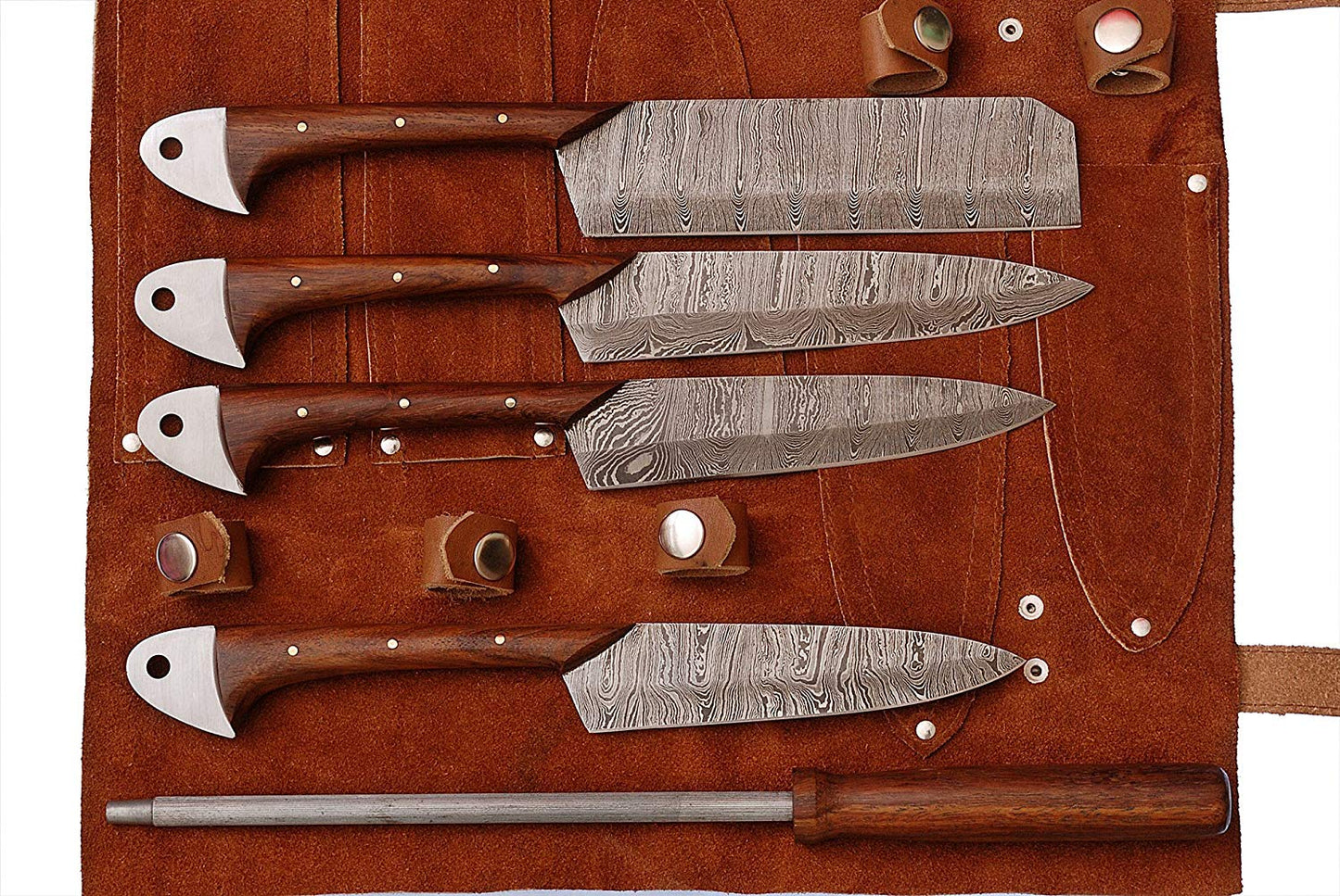 Custom Handmade Damascus Steel Kitchen Knives Set