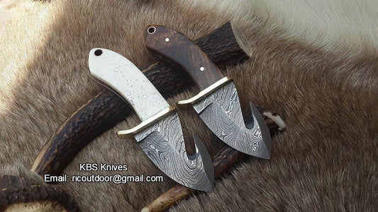 Damascus Mini Guthook Knifes