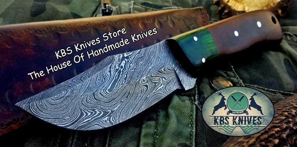 Custom Handmade Damascus Steel Hunting Skinning Camping Knife