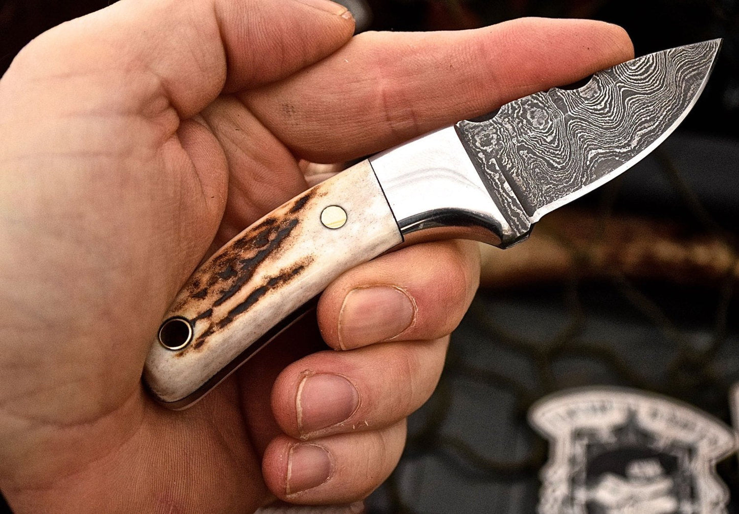 Custom Handmade Damascus Steel EDC Mini  Knife
