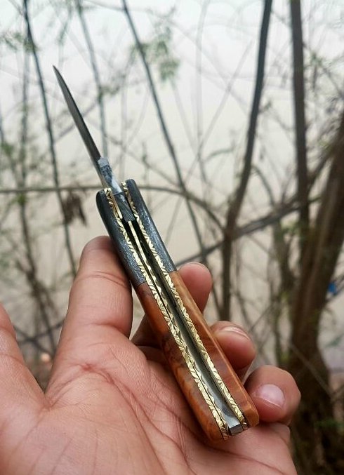 Custom Handmade Damascus Steel Blade EDC Folding Pocket Knife