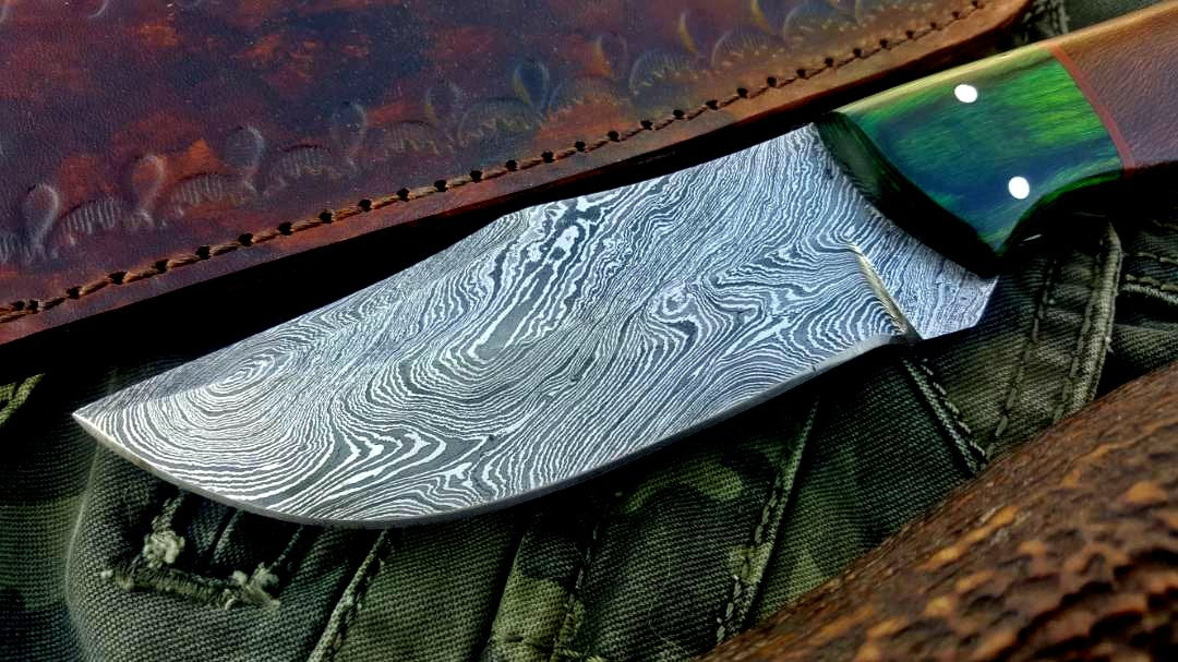 Custom Handmade Damascus Steel Hunting Skinning Camping Knife