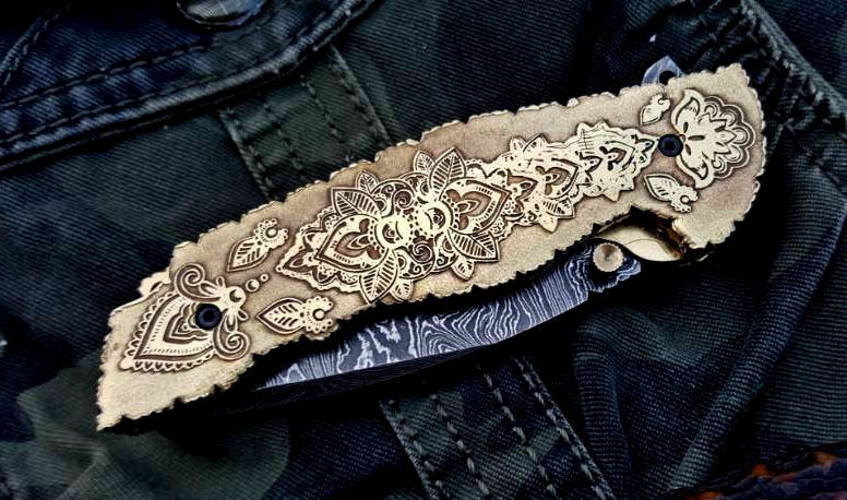 Custom Handmade Damascus Steel Folding Pocket Knife