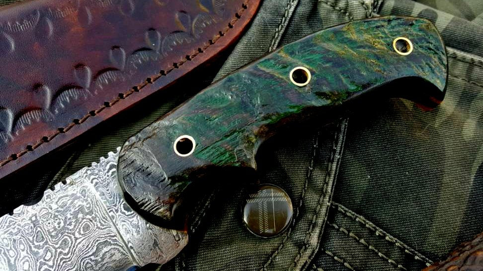 Custom Handmade Damascus Steel Hunting Skinning Camping Knife