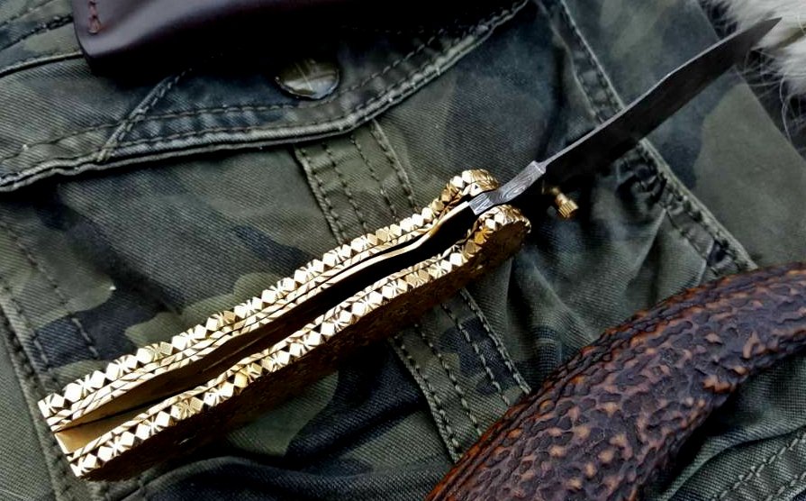 Custom Handmade Damascus Steel Folding Pocket Knife