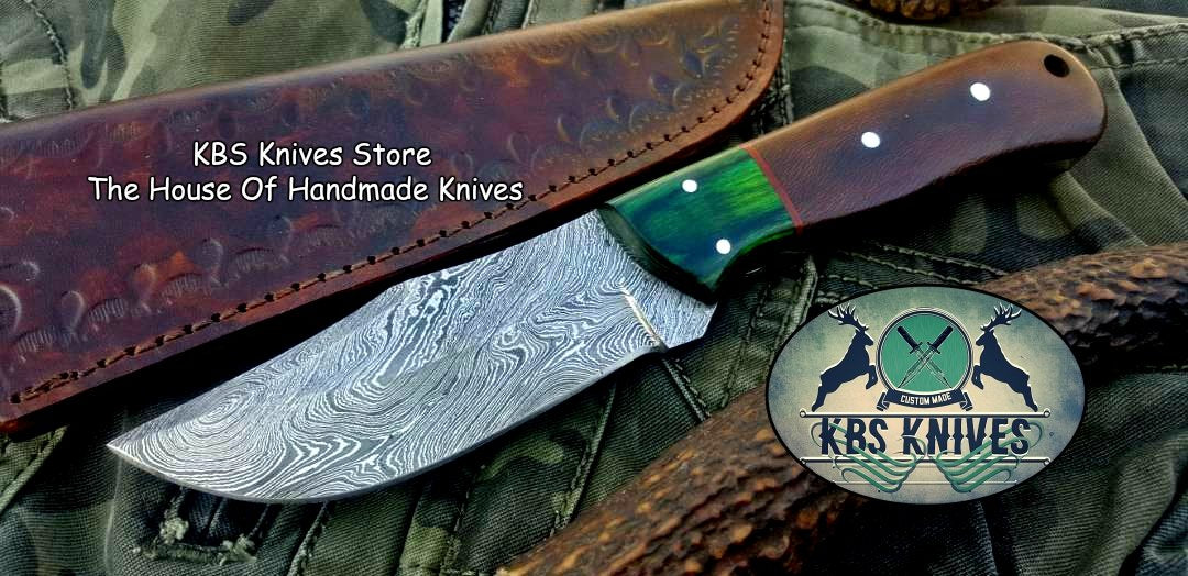 Custom Handmade Damascus Steel Hunting Skinning Camping Knife