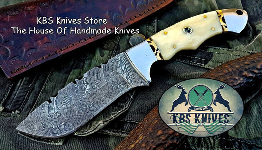 Custom Handmade Damascus Steel Hunting Skinning Camping Knife