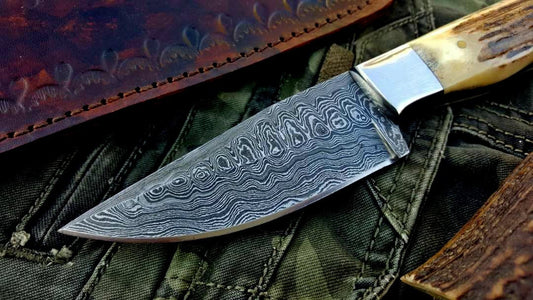 Custom Handmade Twist Damascus Steel EDC Skinning Knife