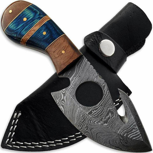 Custom Handmade Damascus Steel Guthook Skinner Knife