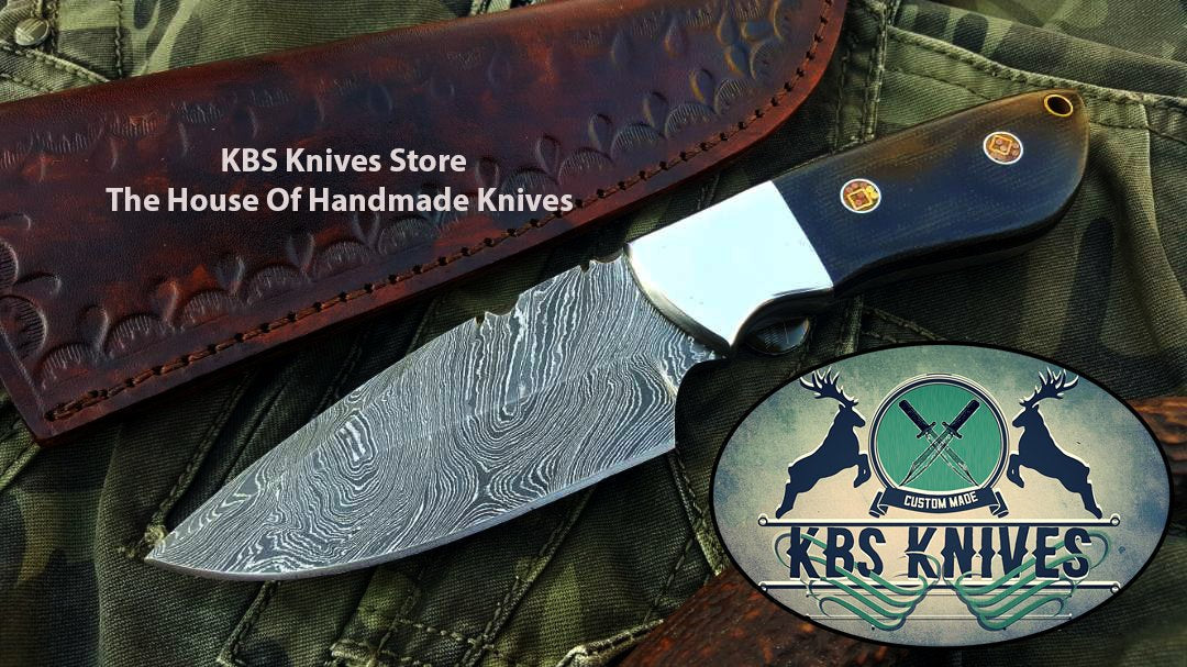 Custom Handmade Twist Damascus Steel Hunting Skinning Knife