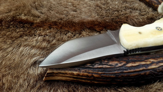Compact D2 Steel Field Dressing Deer Skinning Knife – 6.5 Inch Blade with Bone Handle