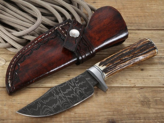Custom Handmade Musso Old Style Damascus Steel Blade Skinning/Hunting Knife