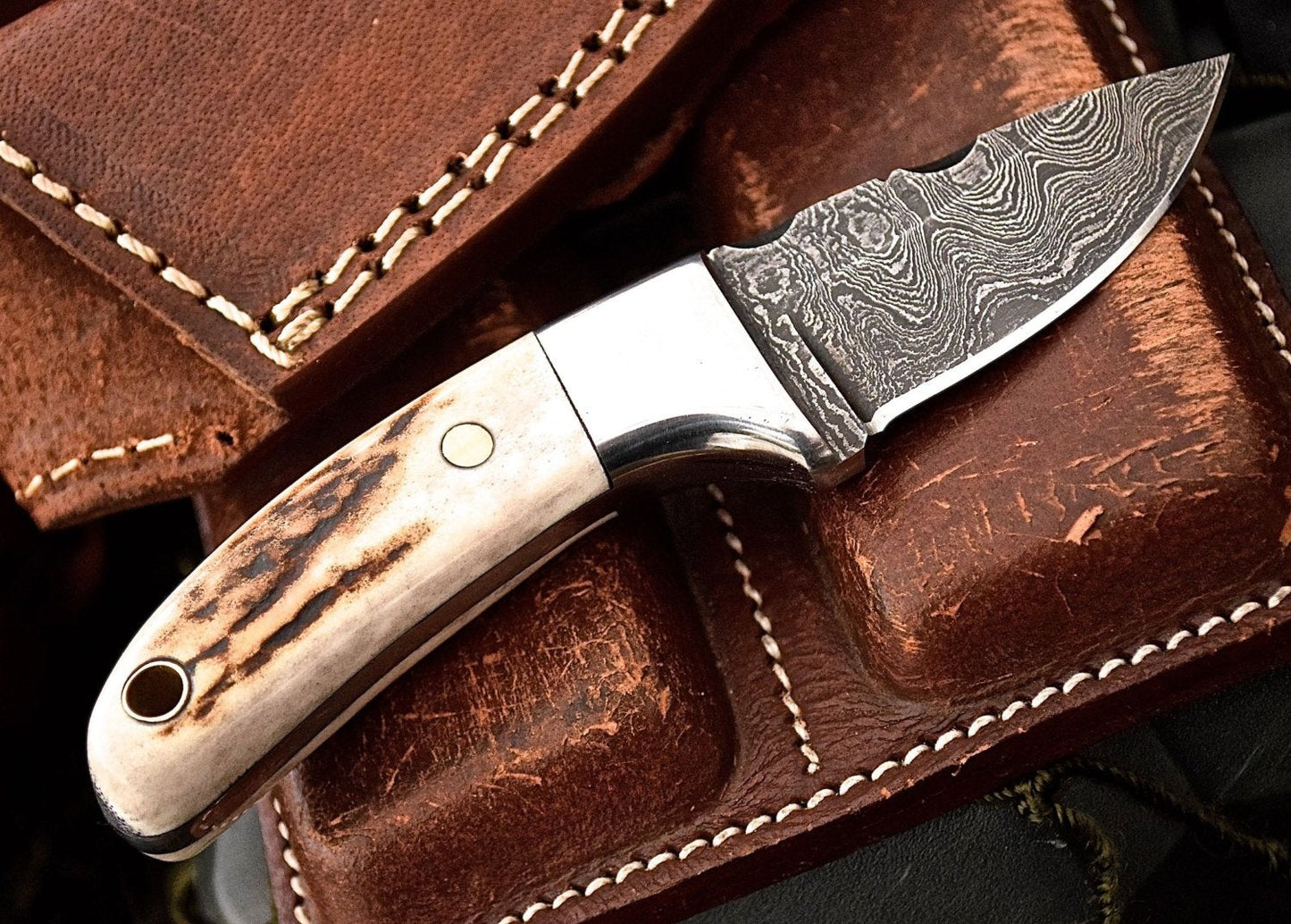 Custom Handmade Damascus Steel EDC Mini  Knife