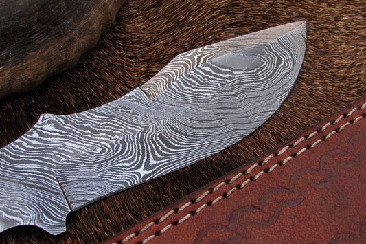 Damascus Skinner Blank Blade Knife