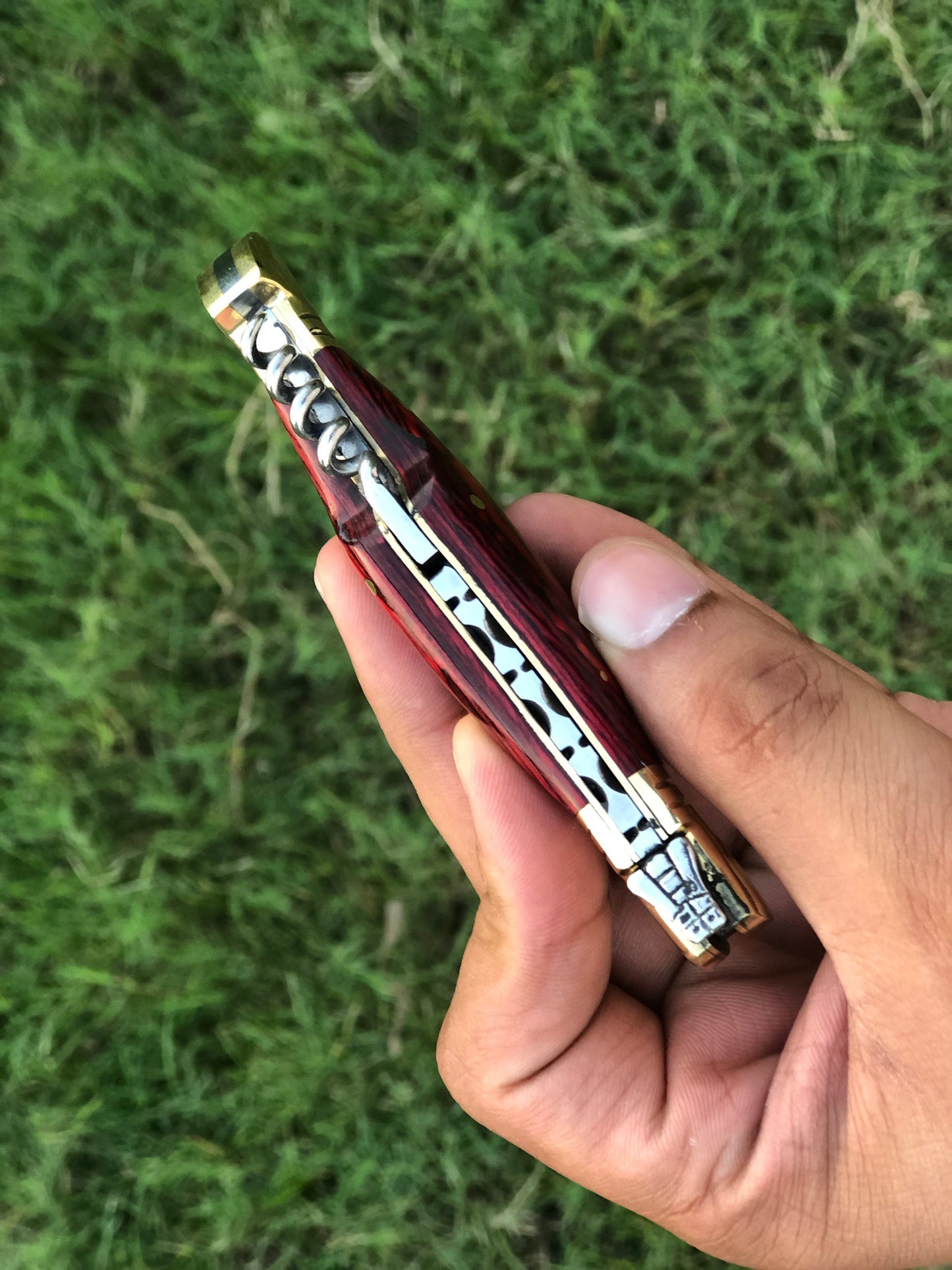 New Custom Handmade Damascus Steel Steak Blade Pocket Knife With  Corkscrew Wine Opener