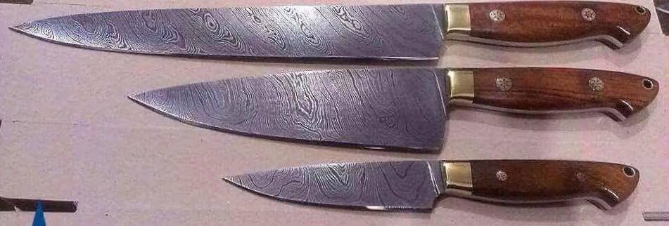 Custom Handmade Damascus Steel Kitchen Knives Set