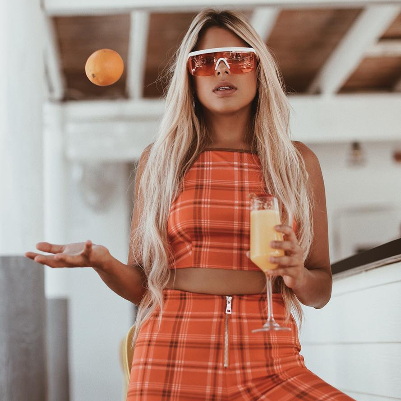 Retro Flat Top Color Tone Half Frame Goggle Shield Sunglasses C546