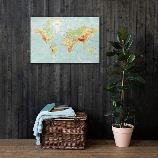 Large World Map Canvas