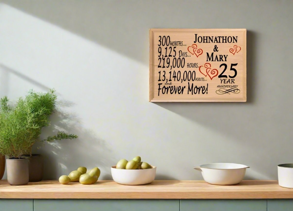 Personalized 25th Anniversary Gift – Custom Wood Keepsake for Husband, Wife, or Couple