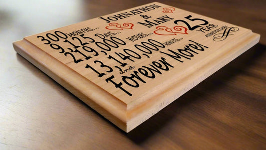 Personalized 25th Anniversary Gift – Custom Wood Keepsake for Husband, Wife, or Couple
