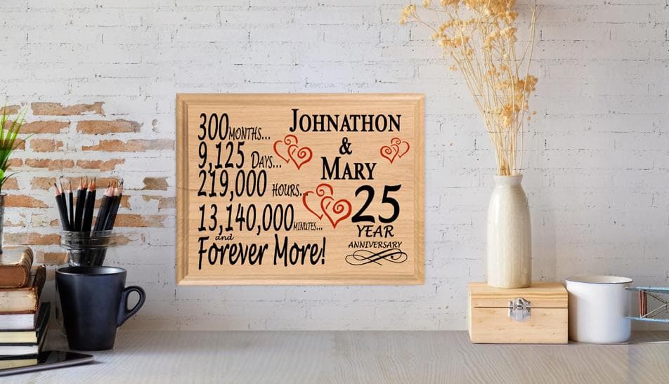 Personalized 25th Anniversary Gift – Custom Wood Keepsake for Husband, Wife, or Couple