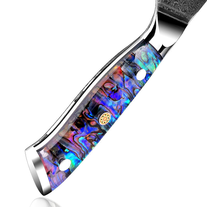 Ronin VG10 Damascus Cleaver Knife with Exotic Abalone Shell Composite Handle