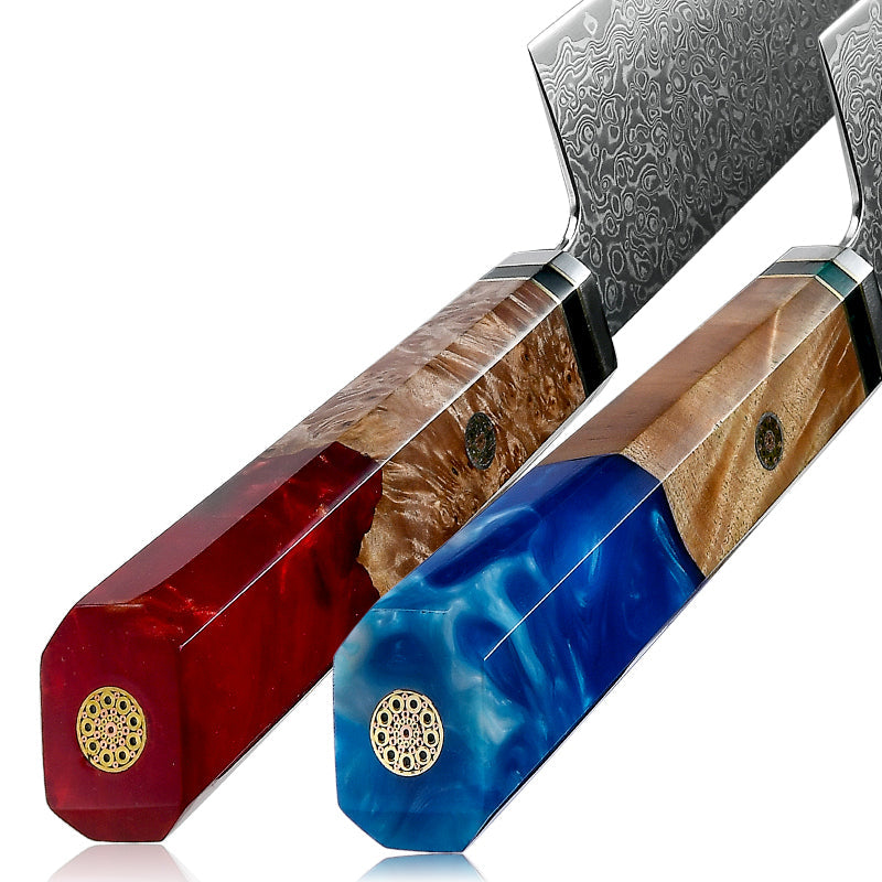 Zenith Chef Knife with Exotic Olive Burl Wood Handle & Sheath