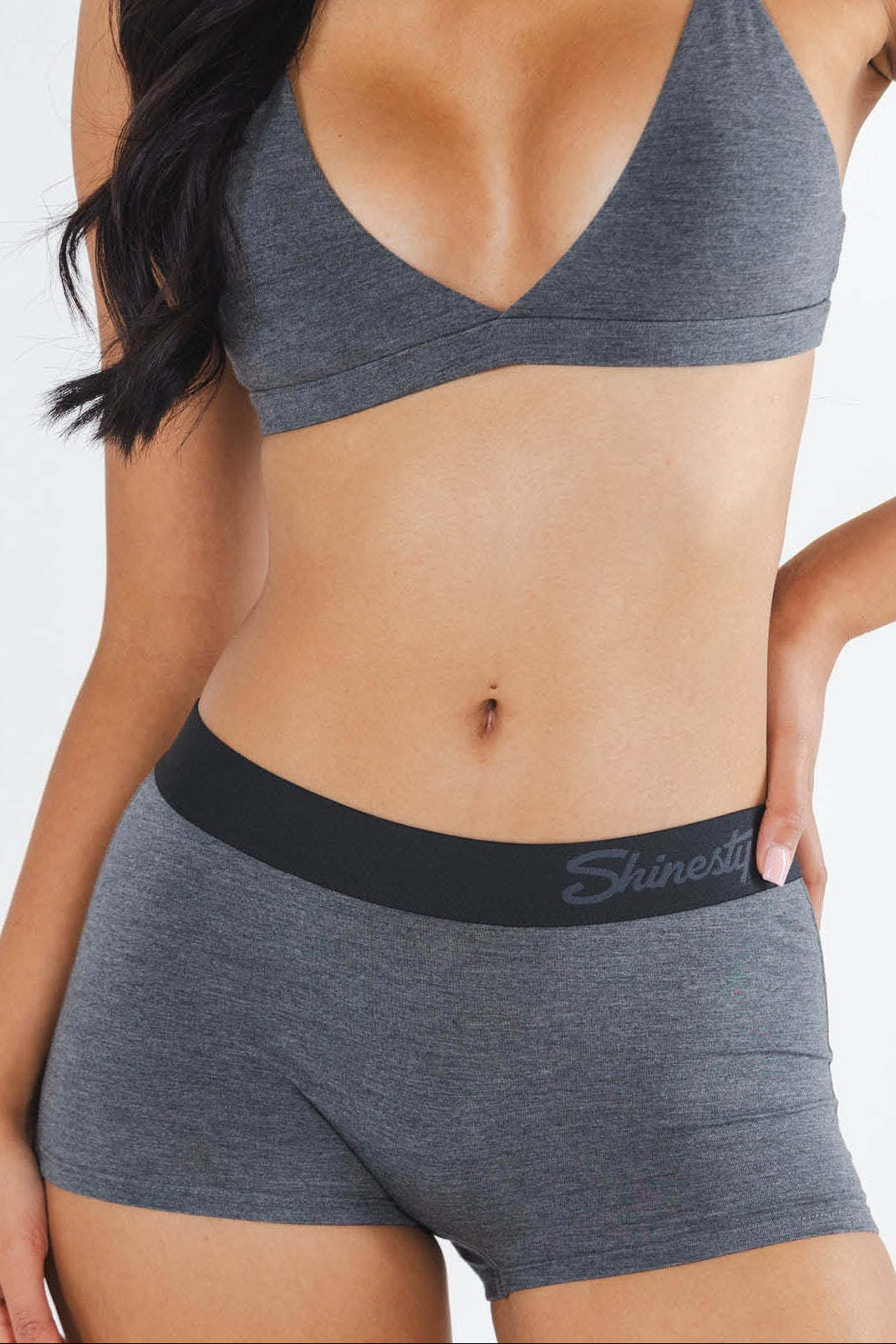 The Basalt | Heather Charcoal Boyshort Underwear with Waistband
