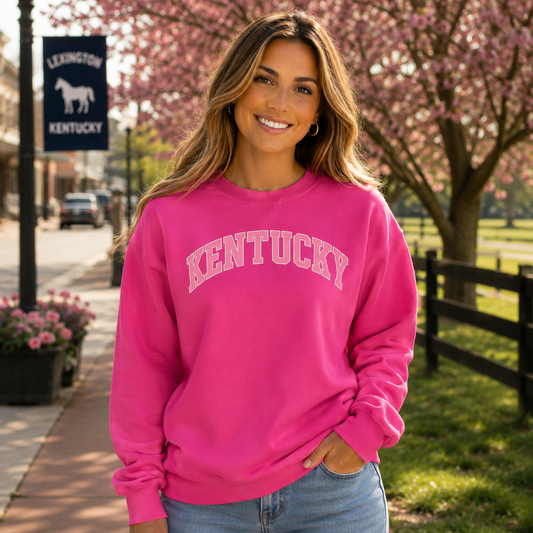 Kentucky Sweatshirt | Pink Arched Lettering | Unisex Classic Fit