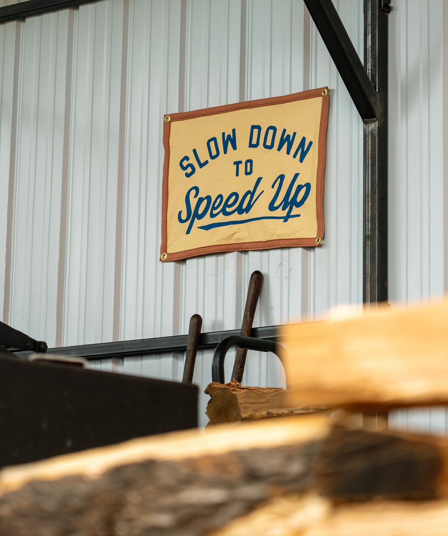 Slow Down To Speed Up Camp Flag • Unreasonable Hospitality x Oxford Pennant