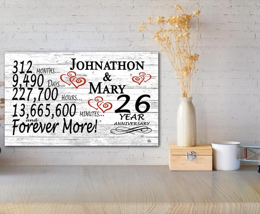 26 Year Anniversary Gift Personalized 26th Wedding Anniversary Present