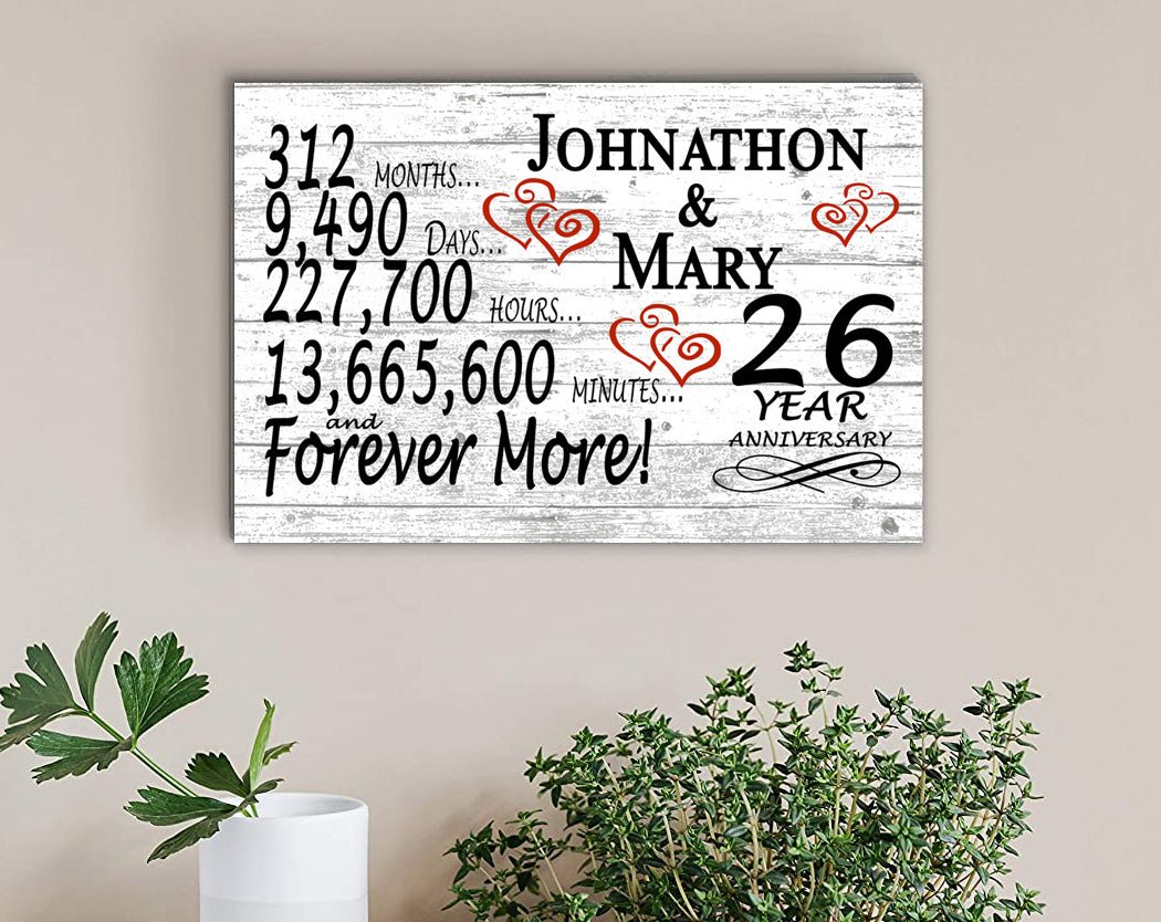 26 Year Anniversary Gift Personalized 26th Wedding Anniversary Present