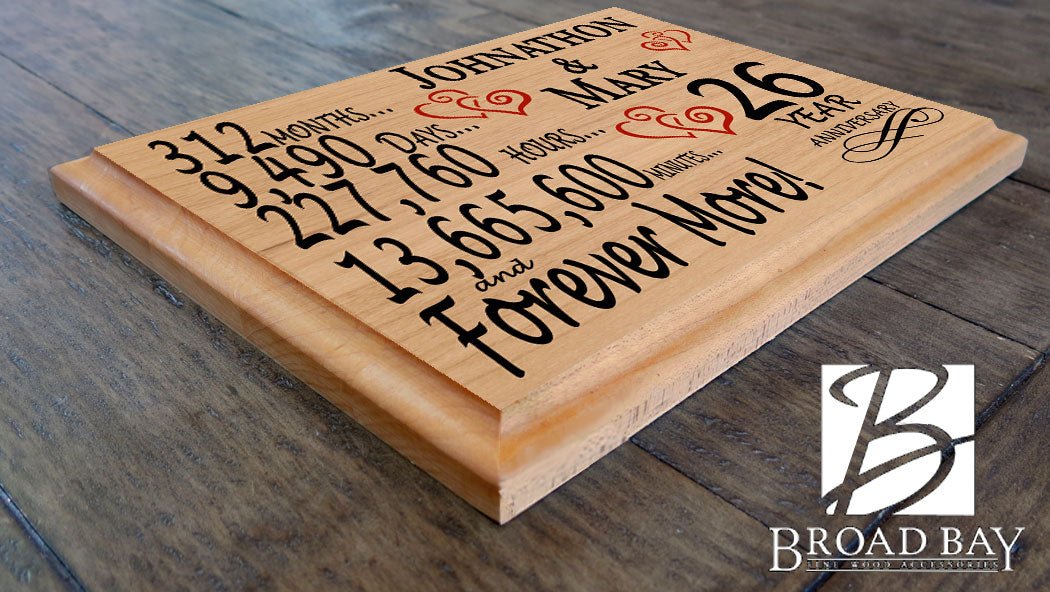 Personalized 26th Anniversary Gift – Custom Wood Keepsake for Husband, Wife, or Couple