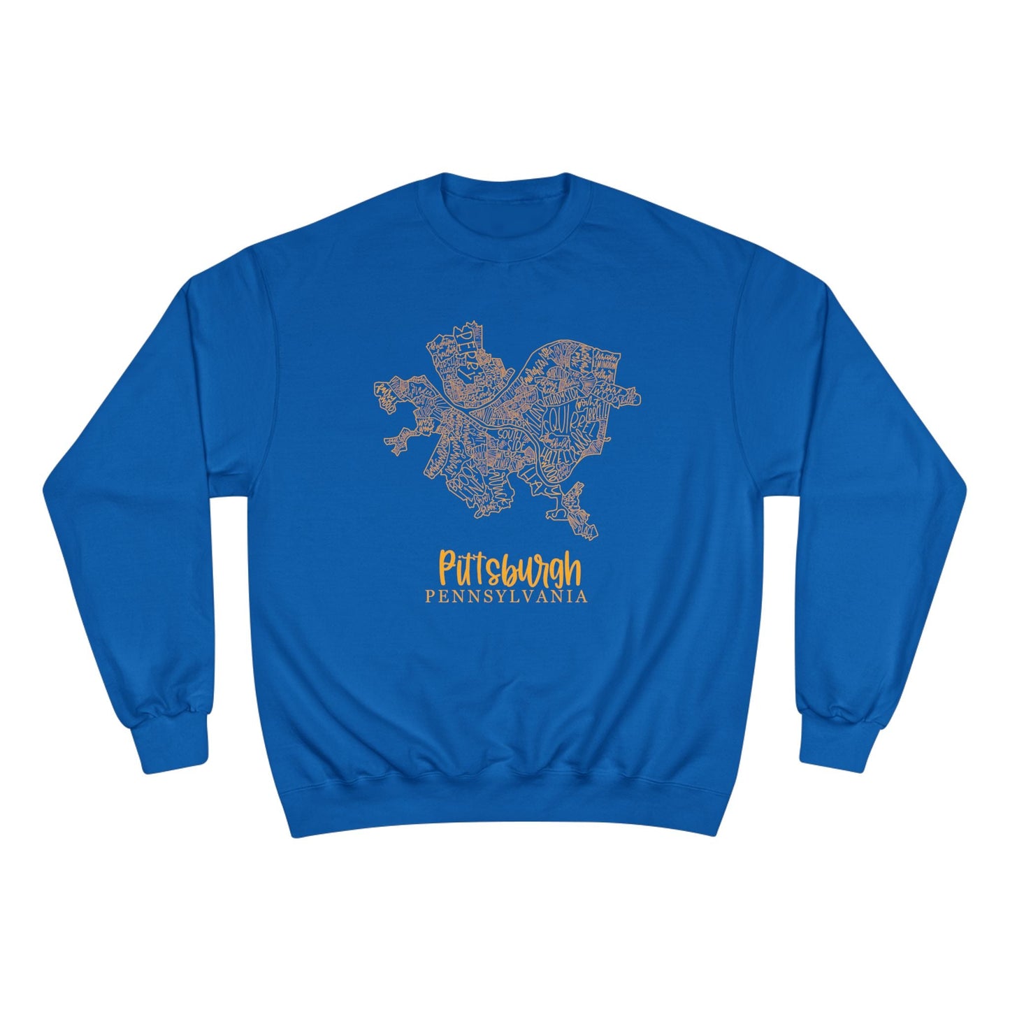 Pittsburgh Topo Word Map Graphic Premium Fit Champion Sweatshirt