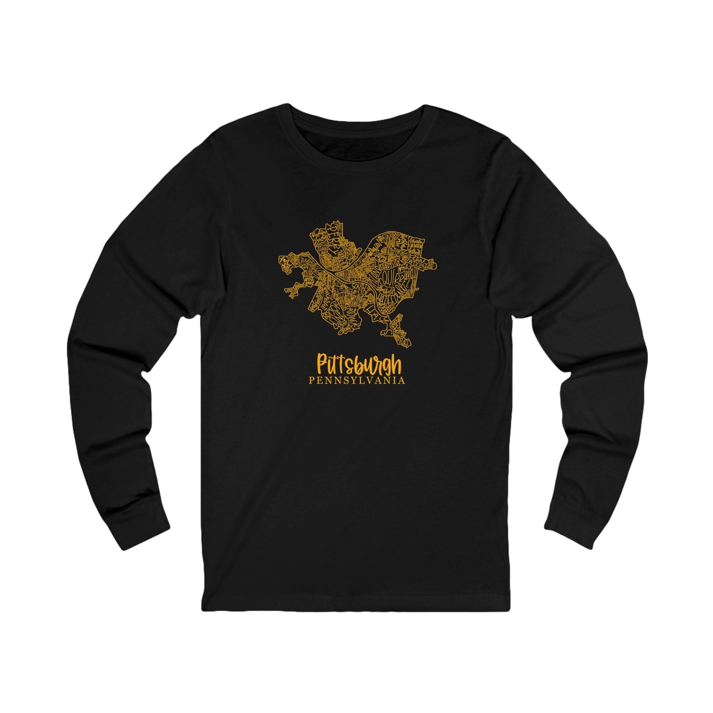 Pittsburgh Topo Word Map Graphic Premium Fit Long Sleeve T-shirt