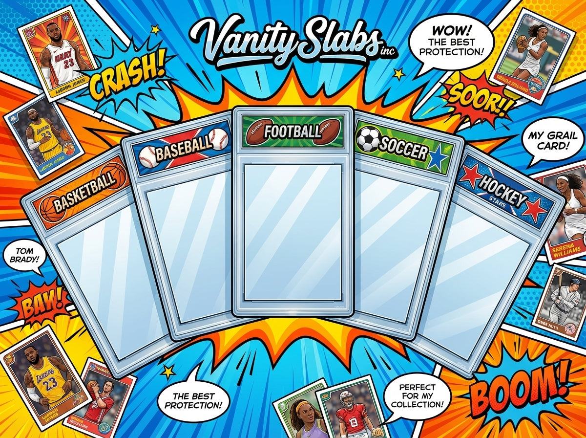 Vanity Slabs 5 Pack Bundle for Standard 35pt Trading Cards includes Free Random Mystery Card