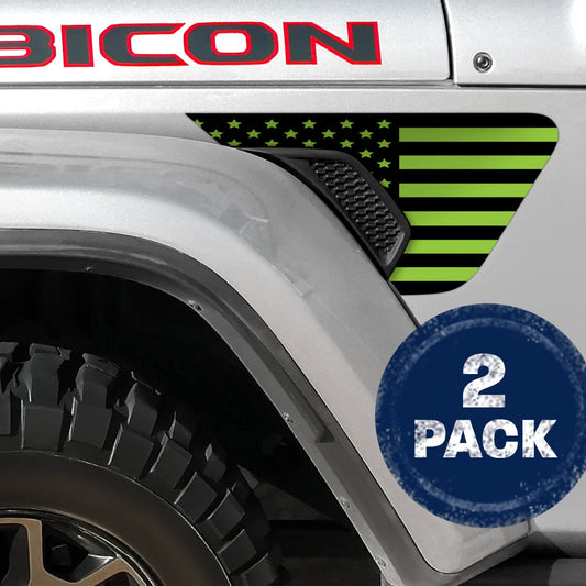 Black and Green Flag 2pc Vinyl Fender Decal