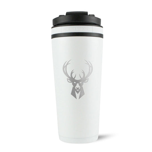 Officially Licensed Milwaukee Bucks 26oz Ice Shaker - White