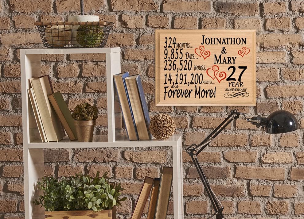 Personalized 27th Anniversary Gift – Custom Wood Keepsake for Husband, Wife, or Couple