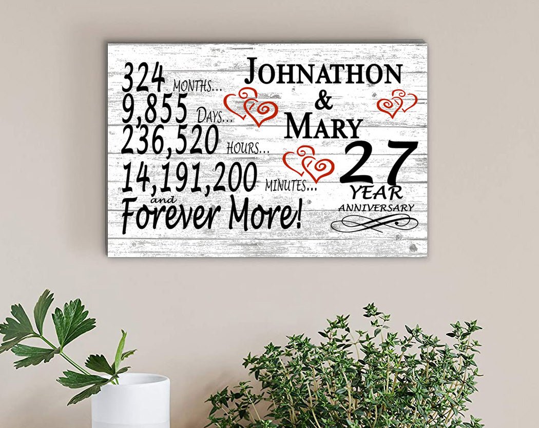 27 Year Anniversary Gift Sign Personalized 27th Wedding Anniversary Present