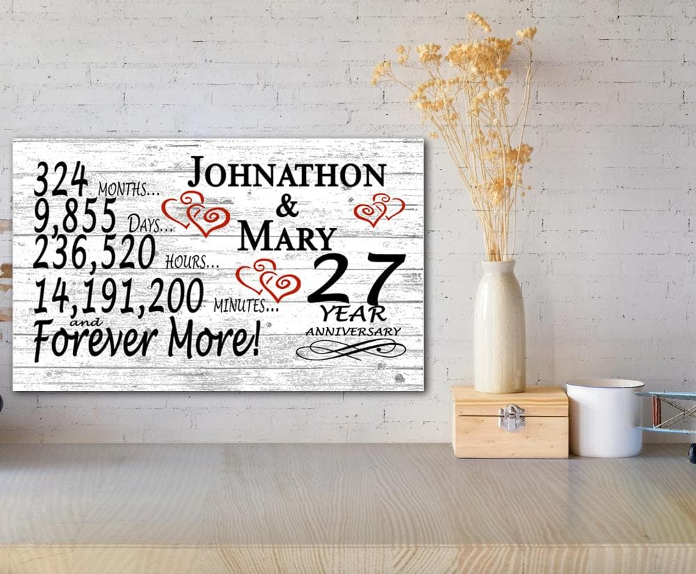 27 Year Anniversary Gift Sign Personalized 27th Wedding Anniversary Present