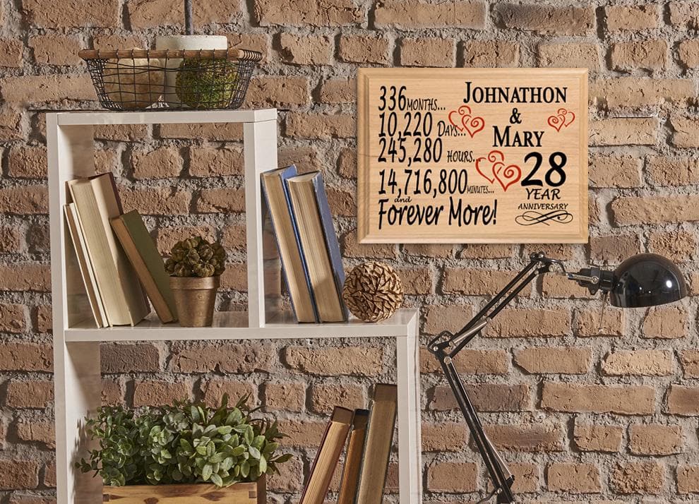 Personalized 28th Anniversary Gift – Custom Wood Keepsake for Husband, Wife, or Couple