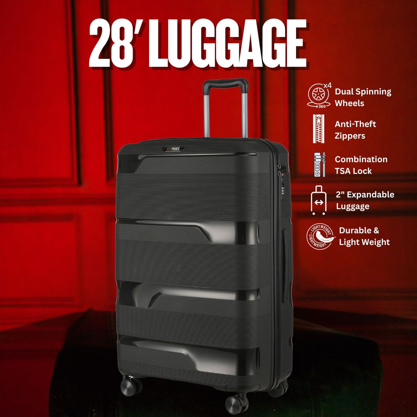 28-inch Black Hardcase Roller Luggage