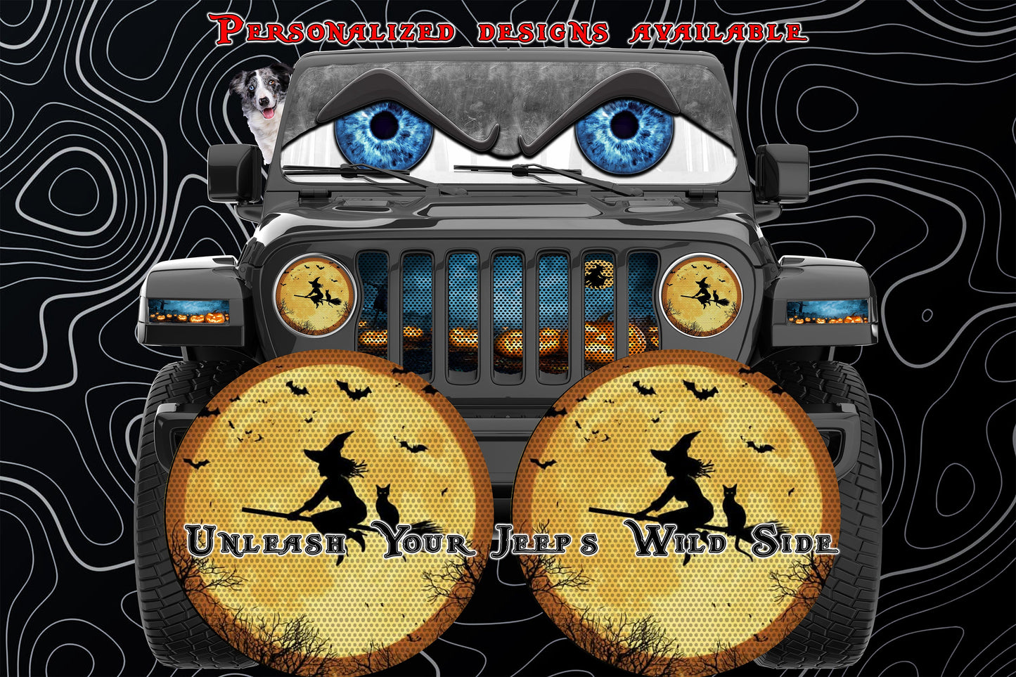 Wicked Witch and moon for a round beast headlight decal.