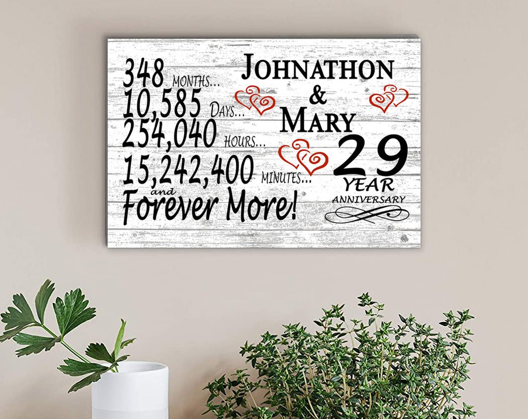 29 Year Anniversary Gift Personalized 29th Wedding Anniversary Present