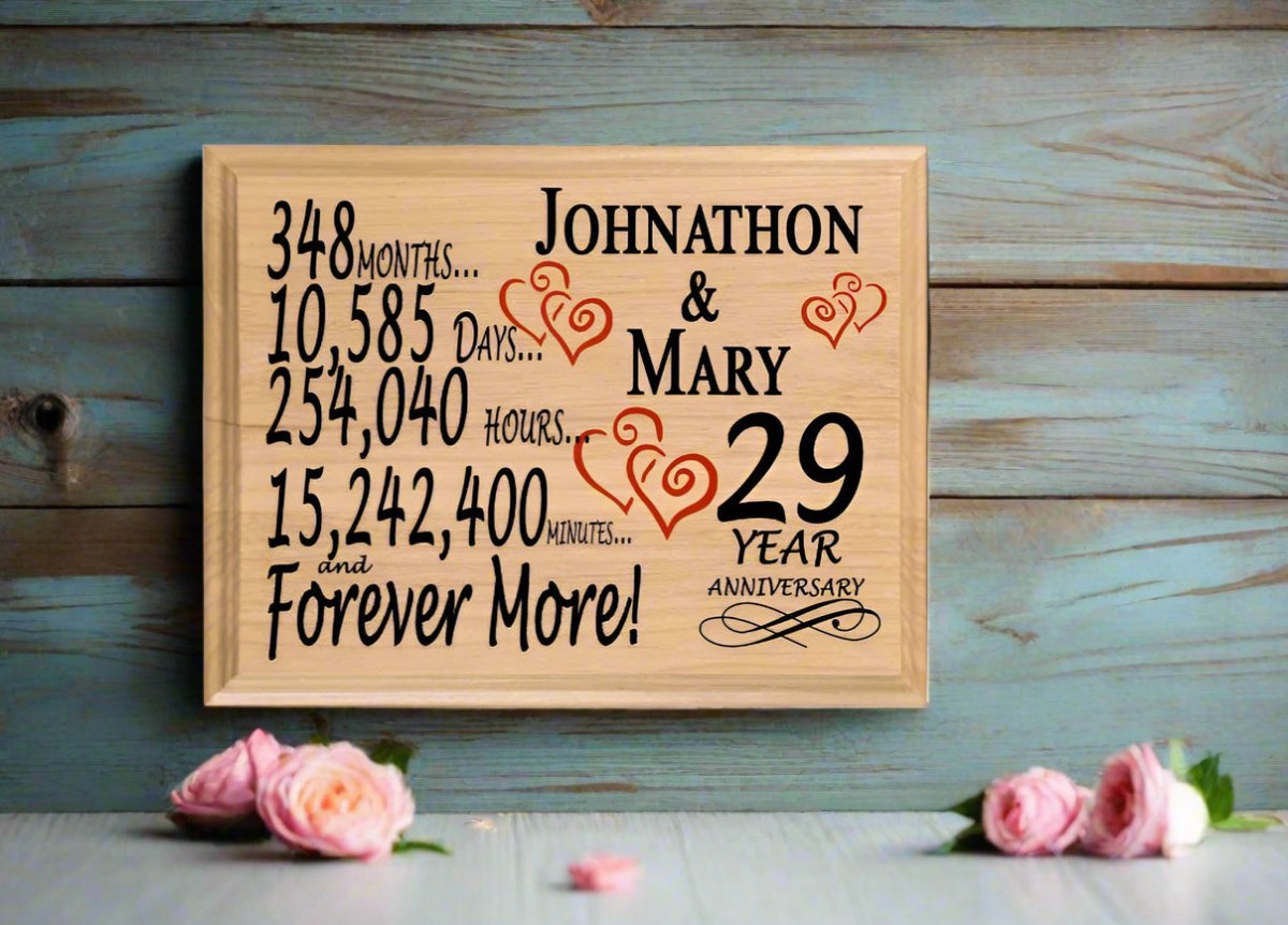 Personalized 29th Anniversary Gift – Custom Wood Keepsake for Husband, Wife, or Couple