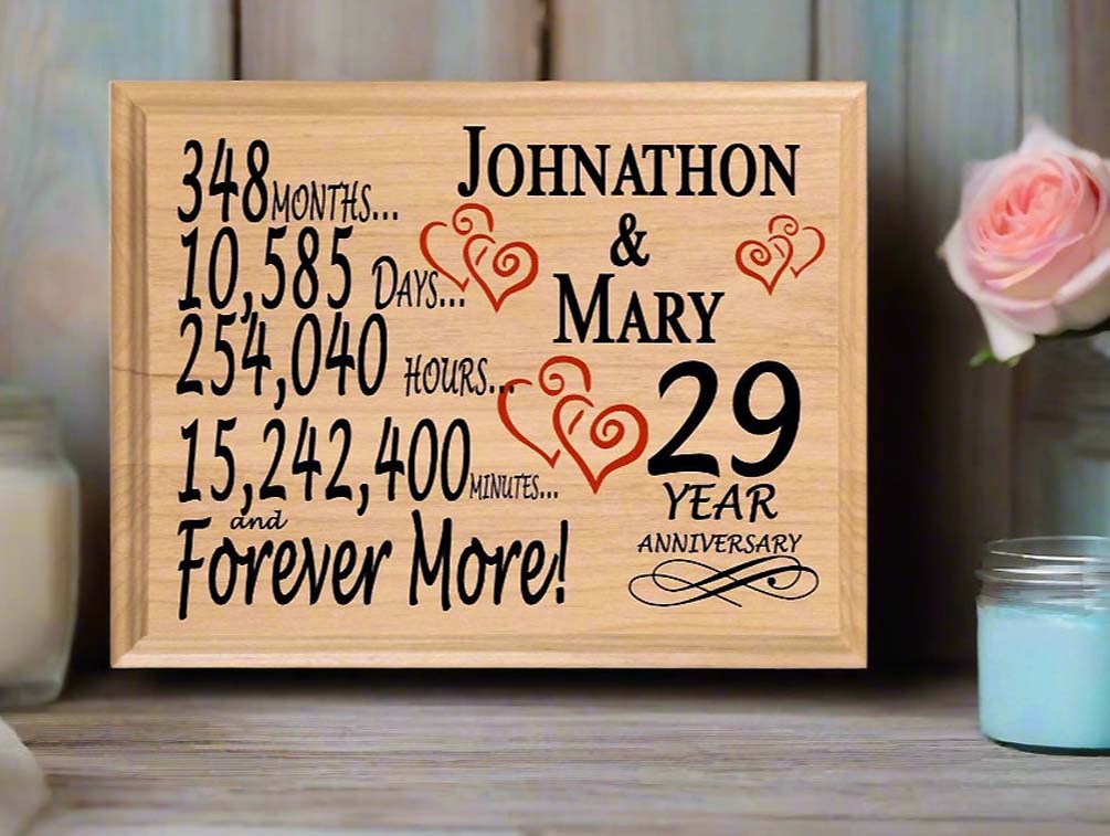 Personalized 29th Anniversary Gift – Custom Wood Keepsake for Husband, Wife, or Couple