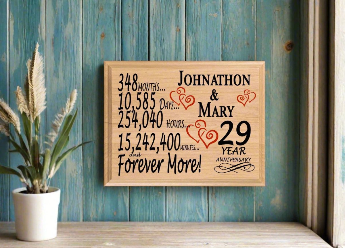 Personalized 29th Anniversary Gift – Custom Wood Keepsake for Husband, Wife, or Couple